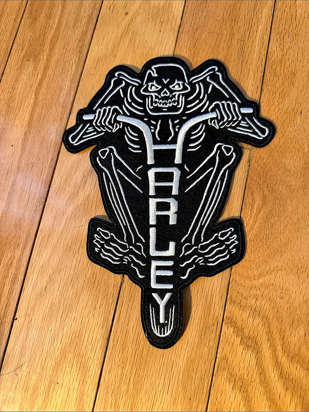 Grim Reaper Harley Patch Black & White